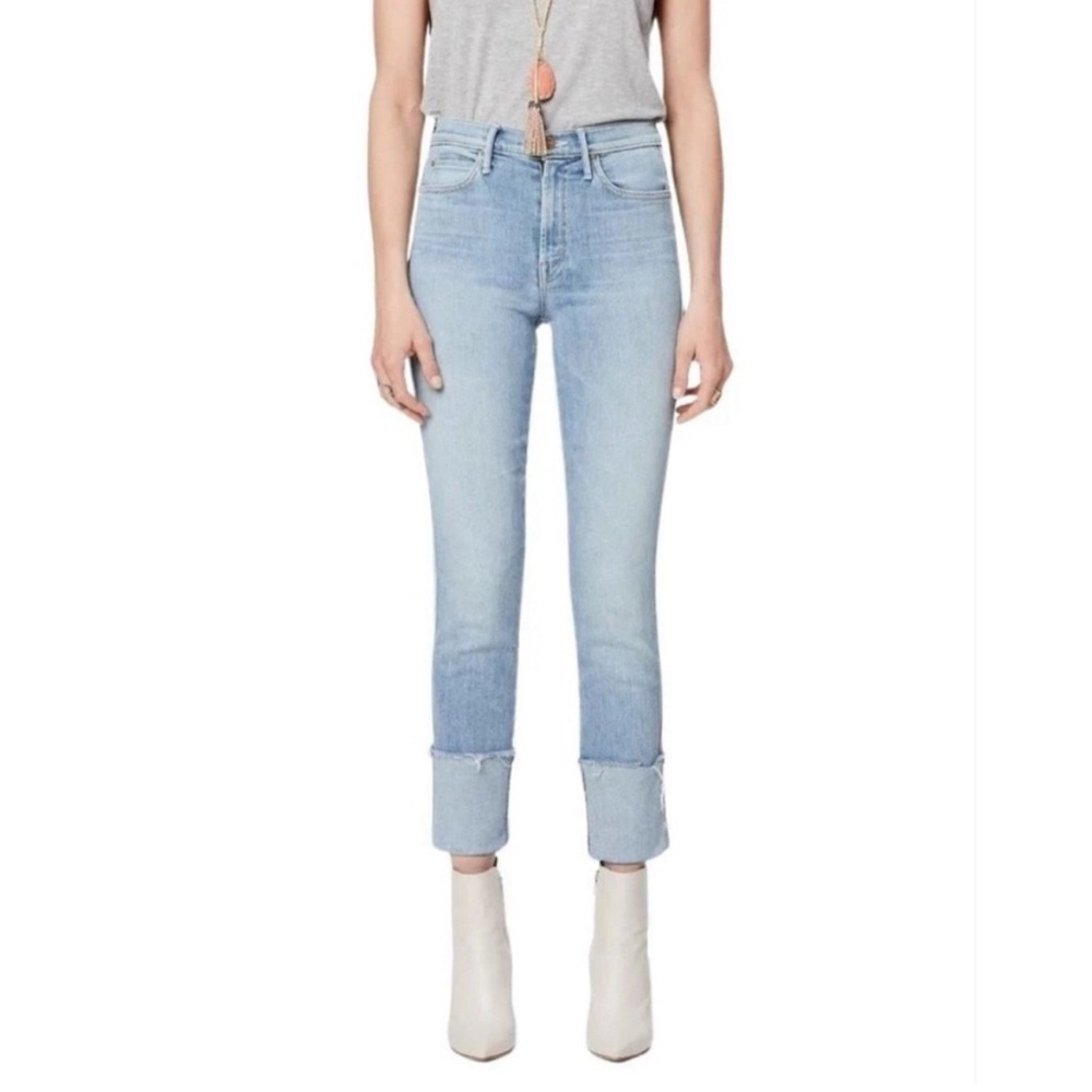 MOTHER The Pony Boy Ankle Fray Light Mapping It Out Wash Denim Jeans 27